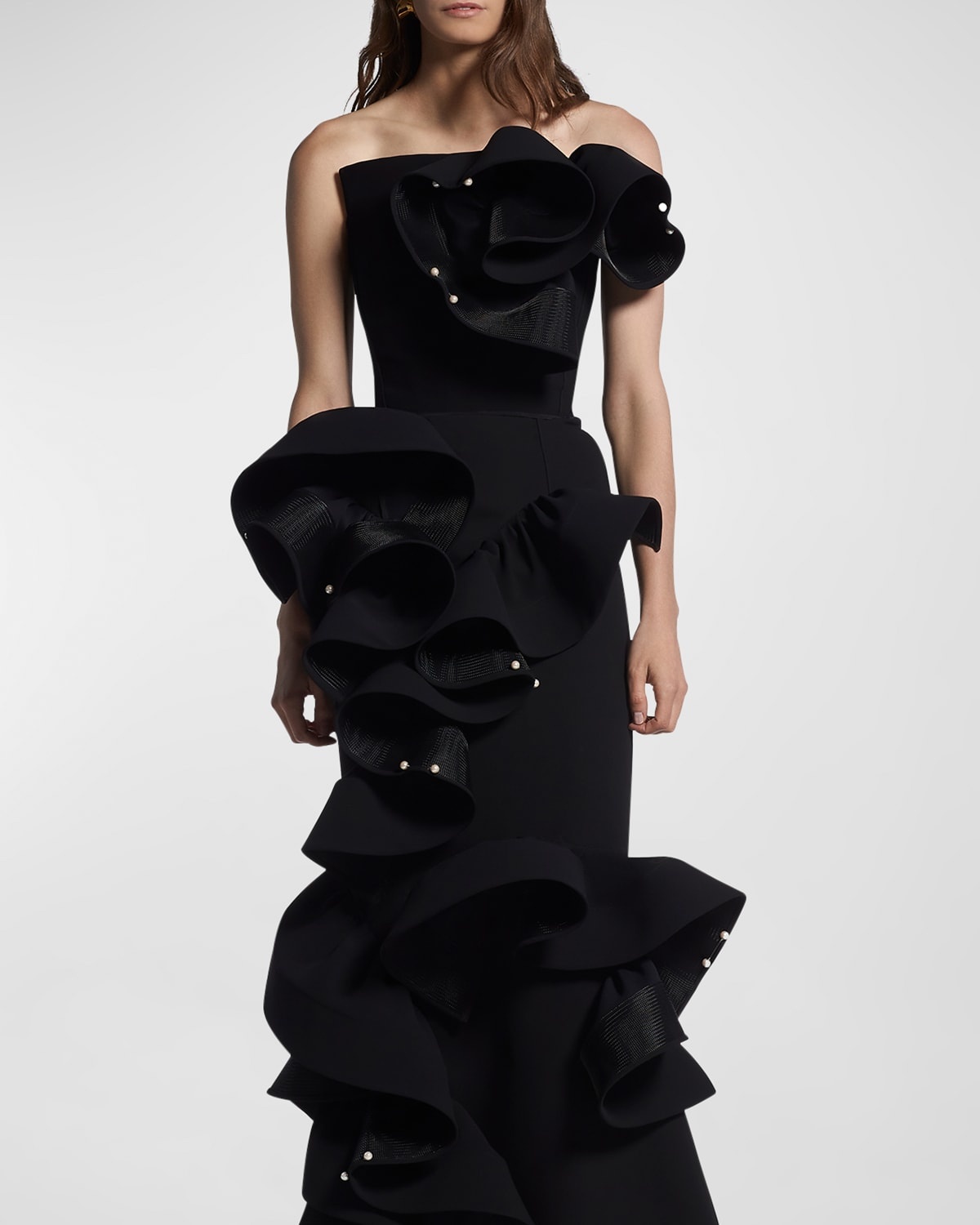 Indulgence Ruffle Strapless Gown - 3