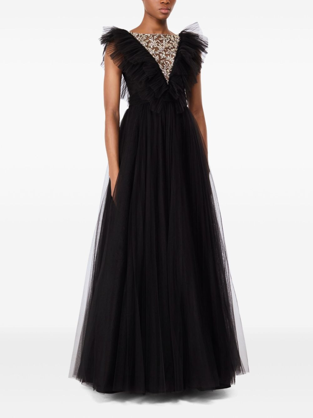 embellished ruffled-tulle maxi dress - 2