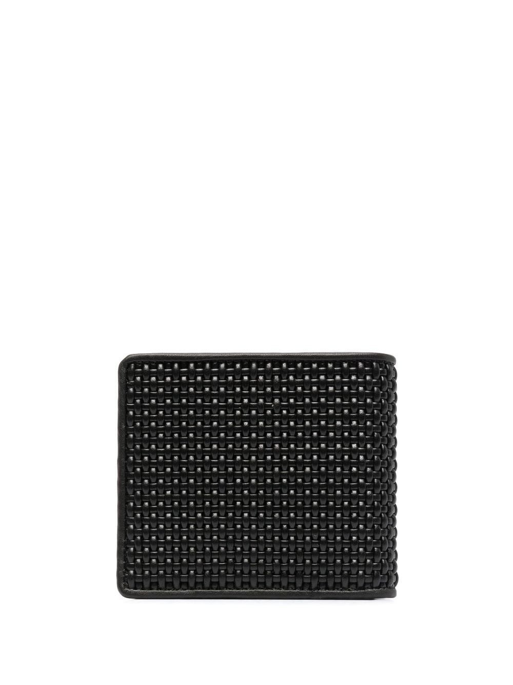 logo-detail woven leather wallet - 2