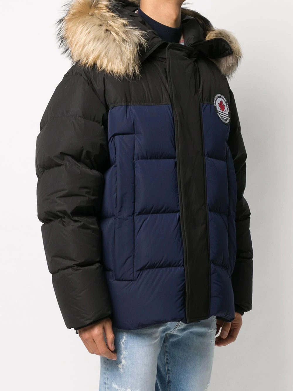 logo-patch padded hooded jacket - 3