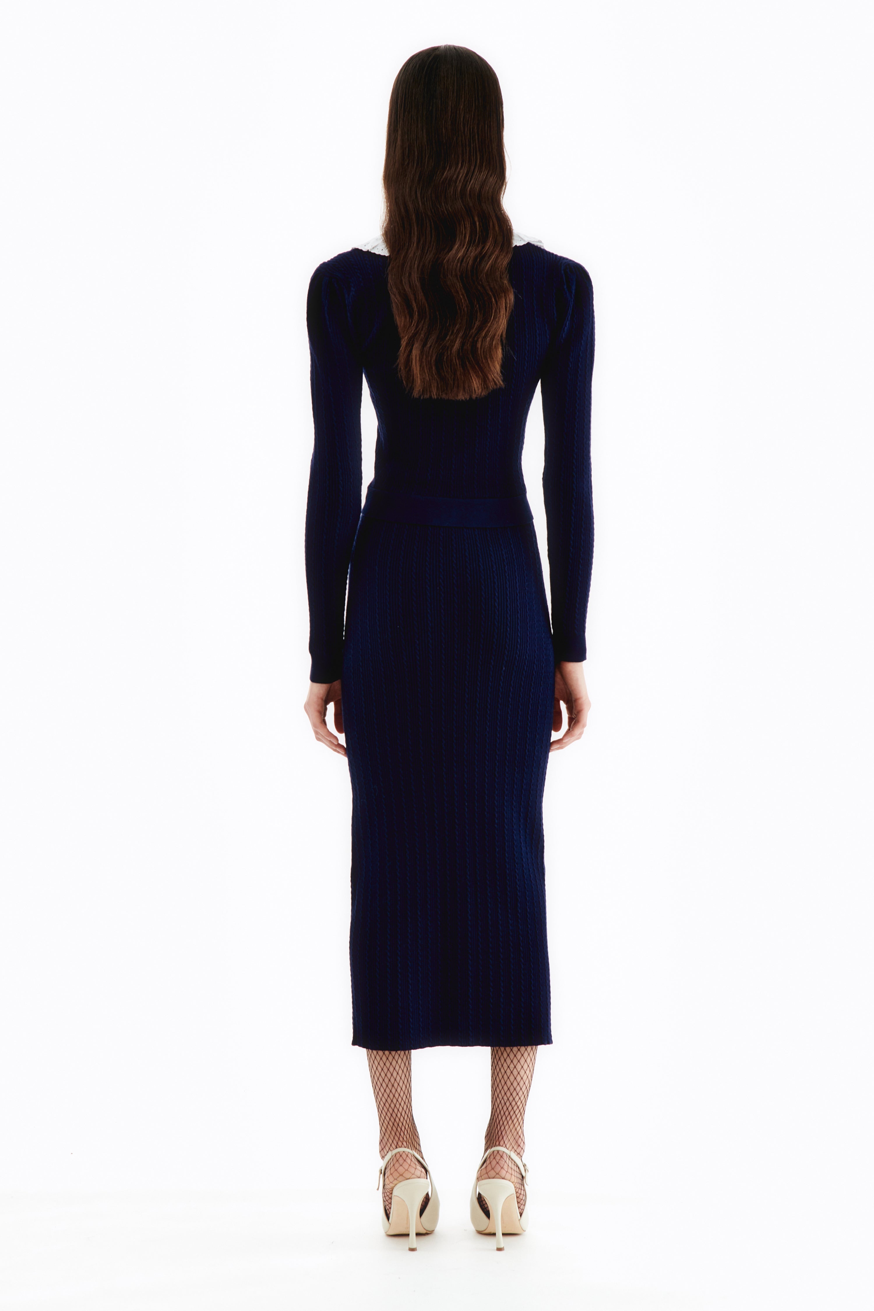 COTTON BLEND KNIT MIDI SKIRT - 4