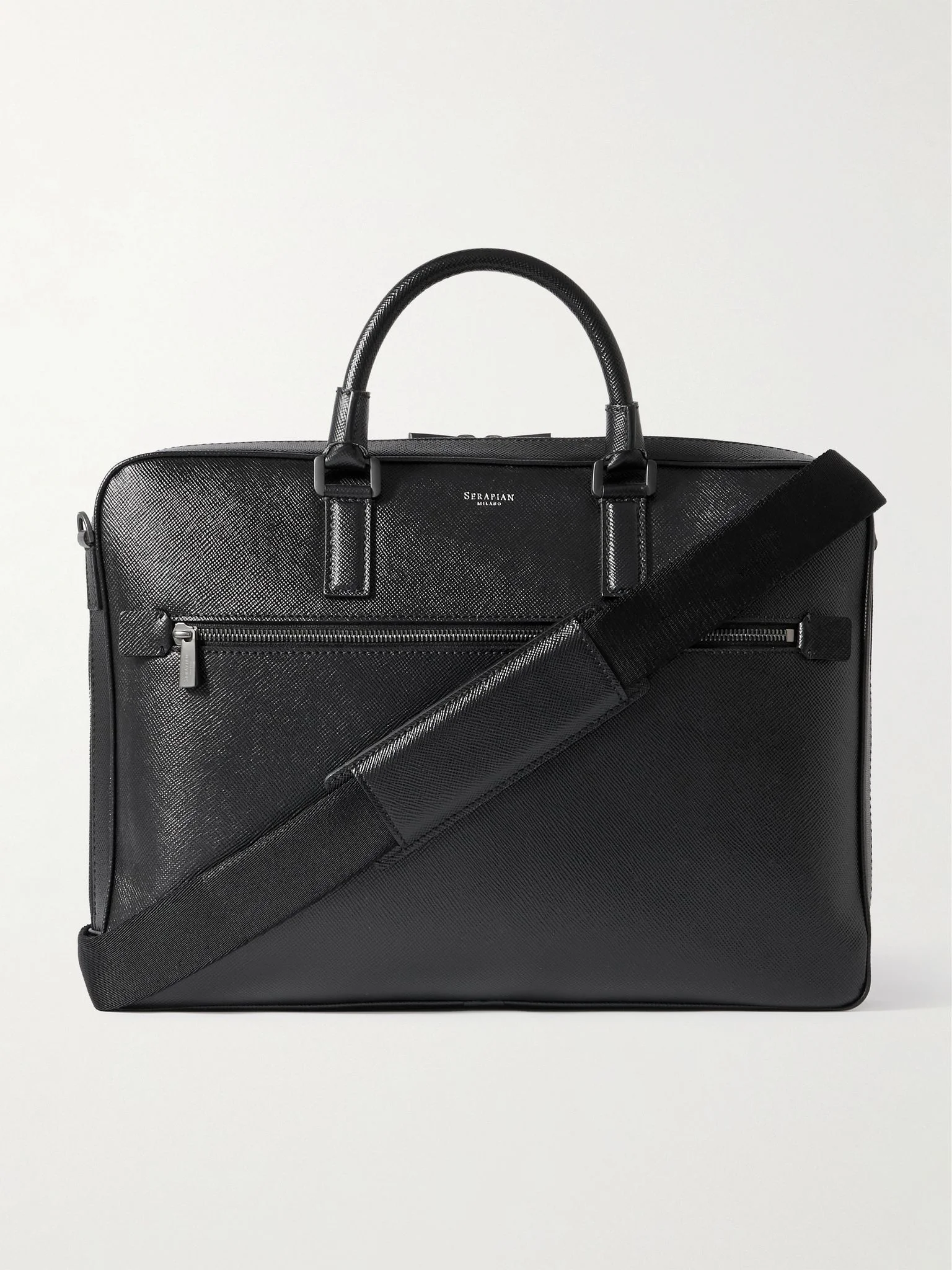 Evoluzione Cross-Grain Leather Briefcase Black - 1
