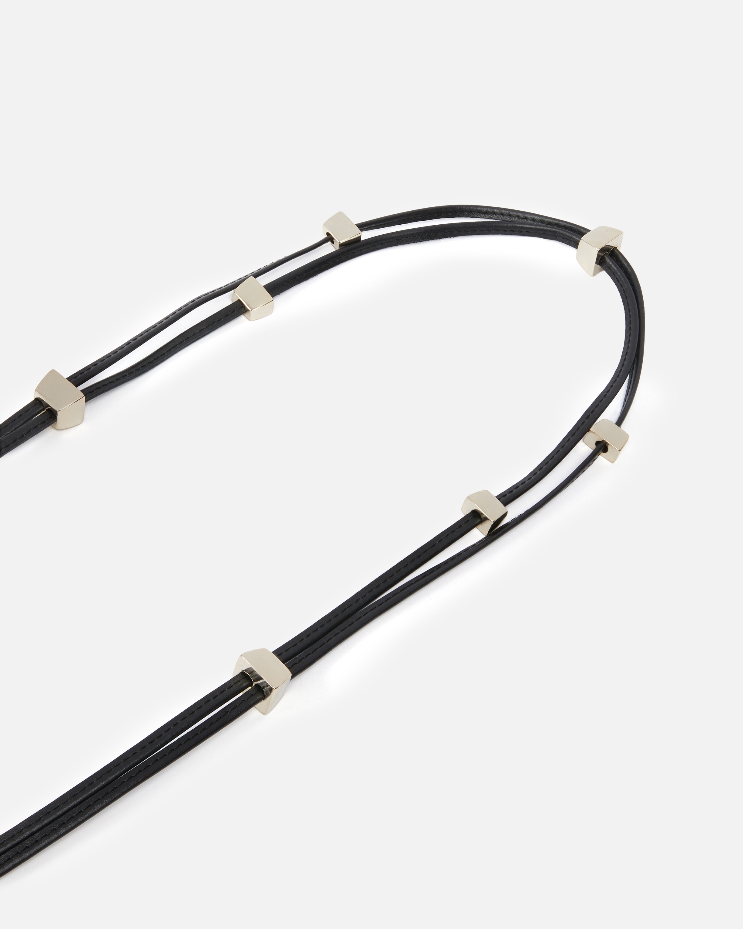 TUBULAR LEATHER BELT WITH GOLD METAL NUGGETS - 5