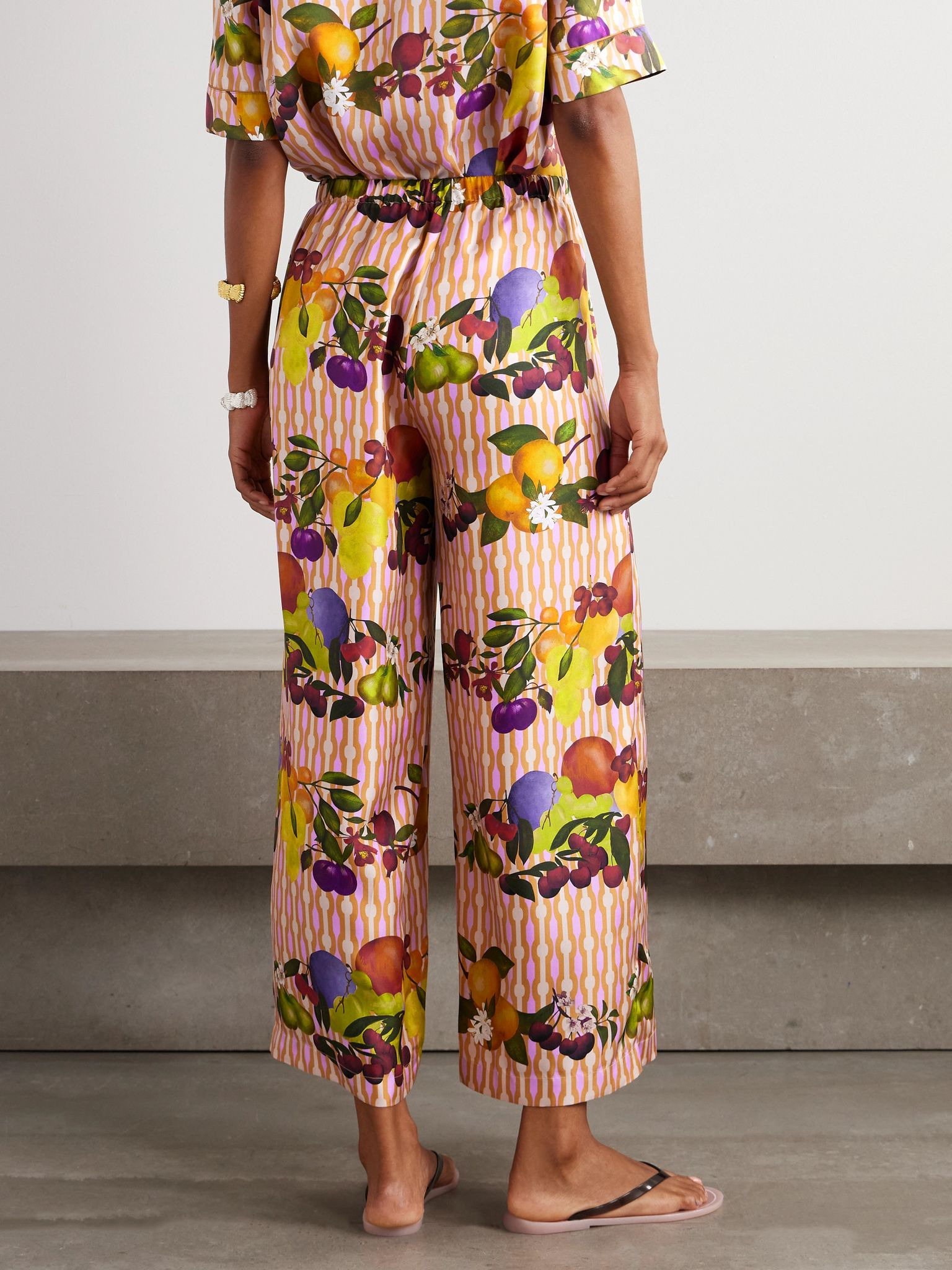 Cannelle printed silk-twill wide-leg pants Multi - 4