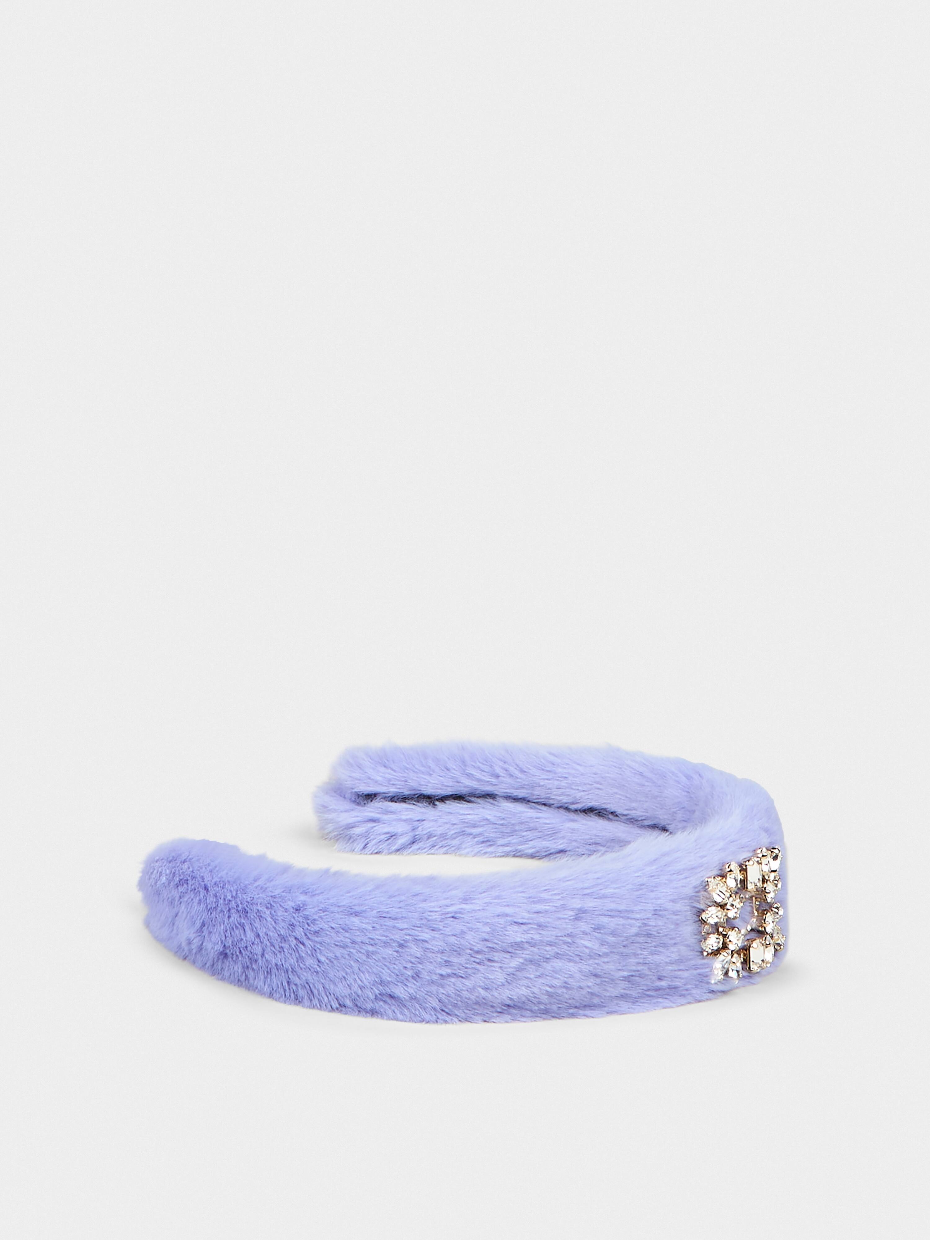 Broche Vivier Buckle Hair Band in Faux Fur - 4
