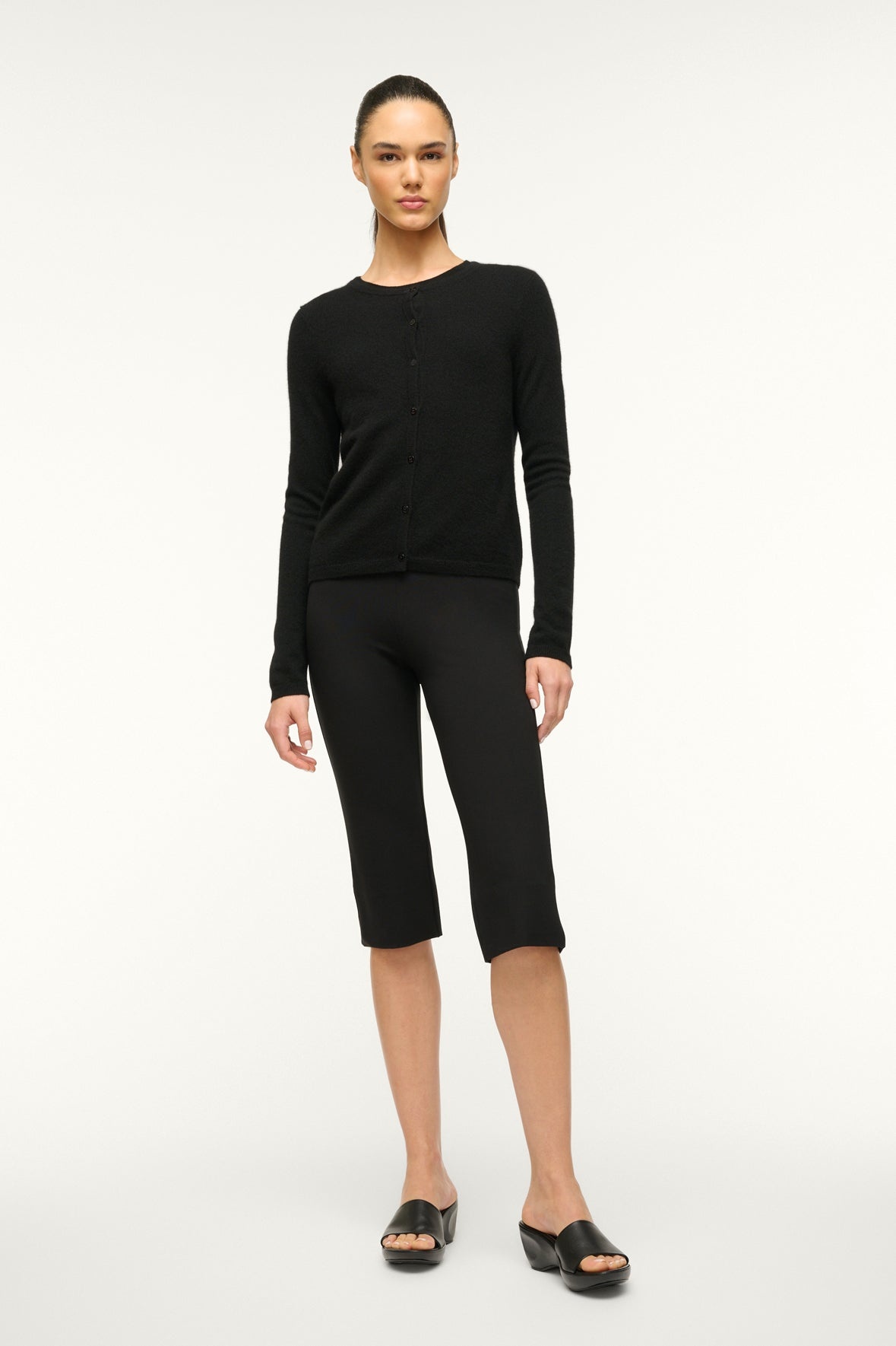 STAUD MIDNIGHT CASHMERE CARDIGAN BLACK - 3