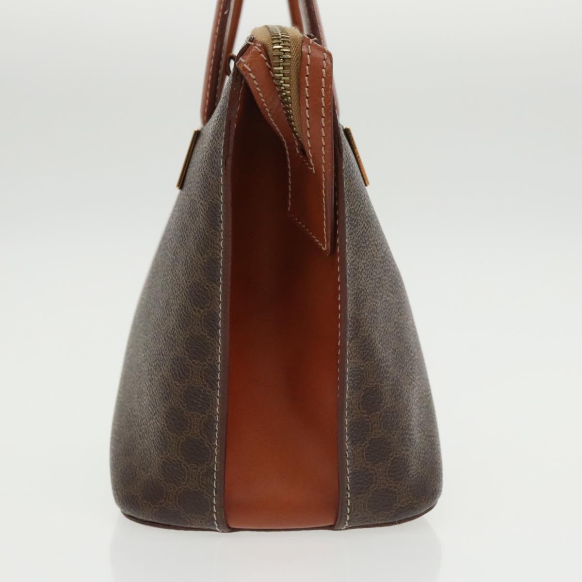 CELINE Macadam Canvas Hand Bag Pvc Leather Brown Gold - 4