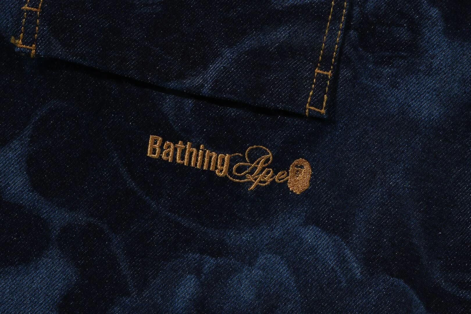 BAPE Floral Camo Jacquard 13Oz Denim Long-Sleeve Shirt 'Navy' - 3