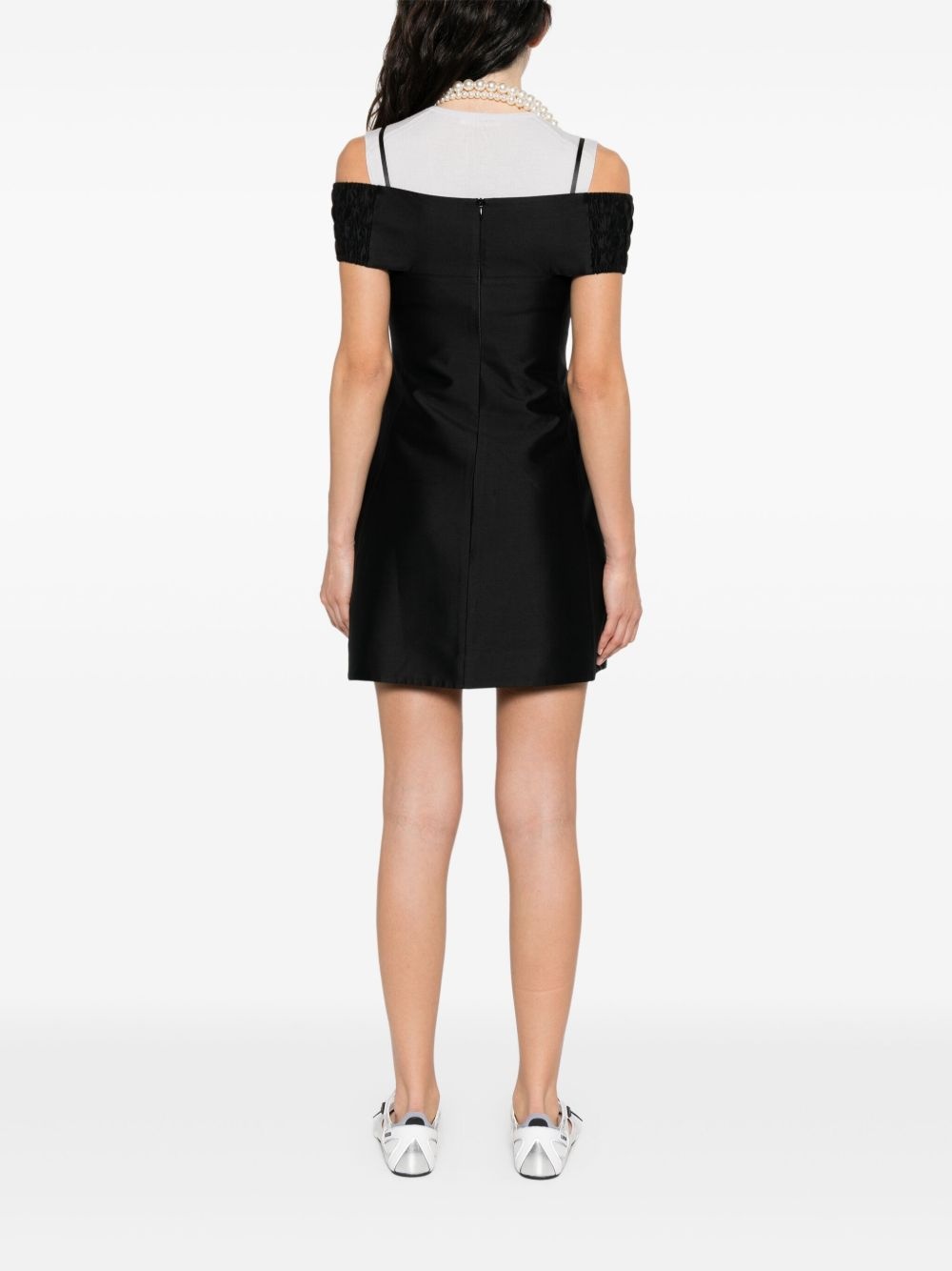 bow-embellished off-shoulder mini dress - 4