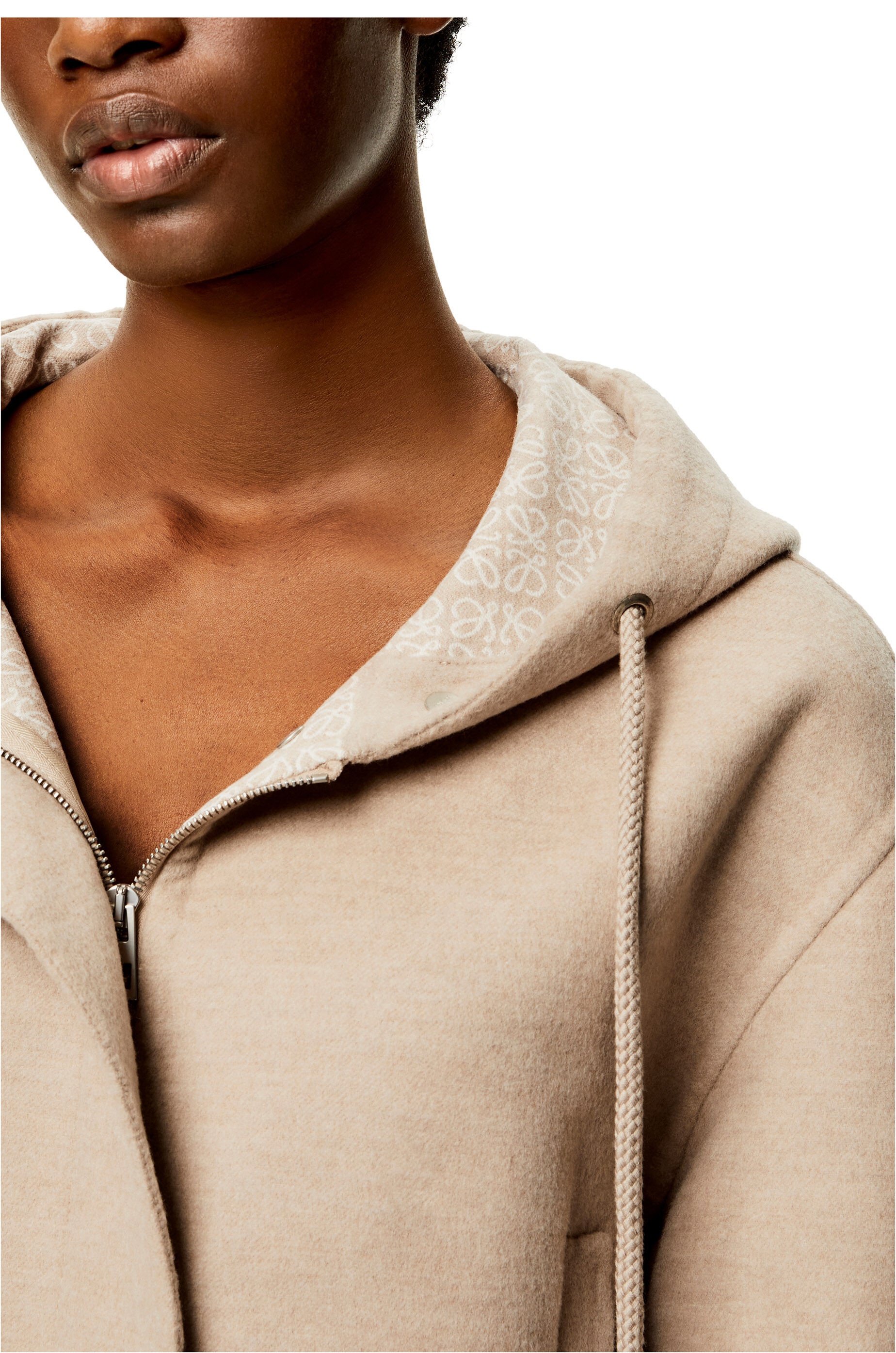 Anagram jacquard hooded jacket in wool - 5