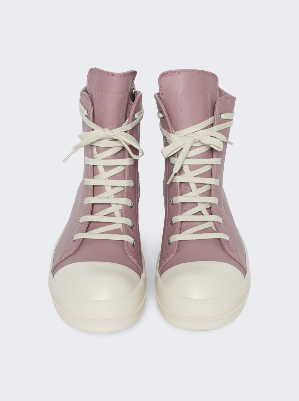 Rick Owens Scarpe In Pelle Sneakers Dusty Pink And Milk