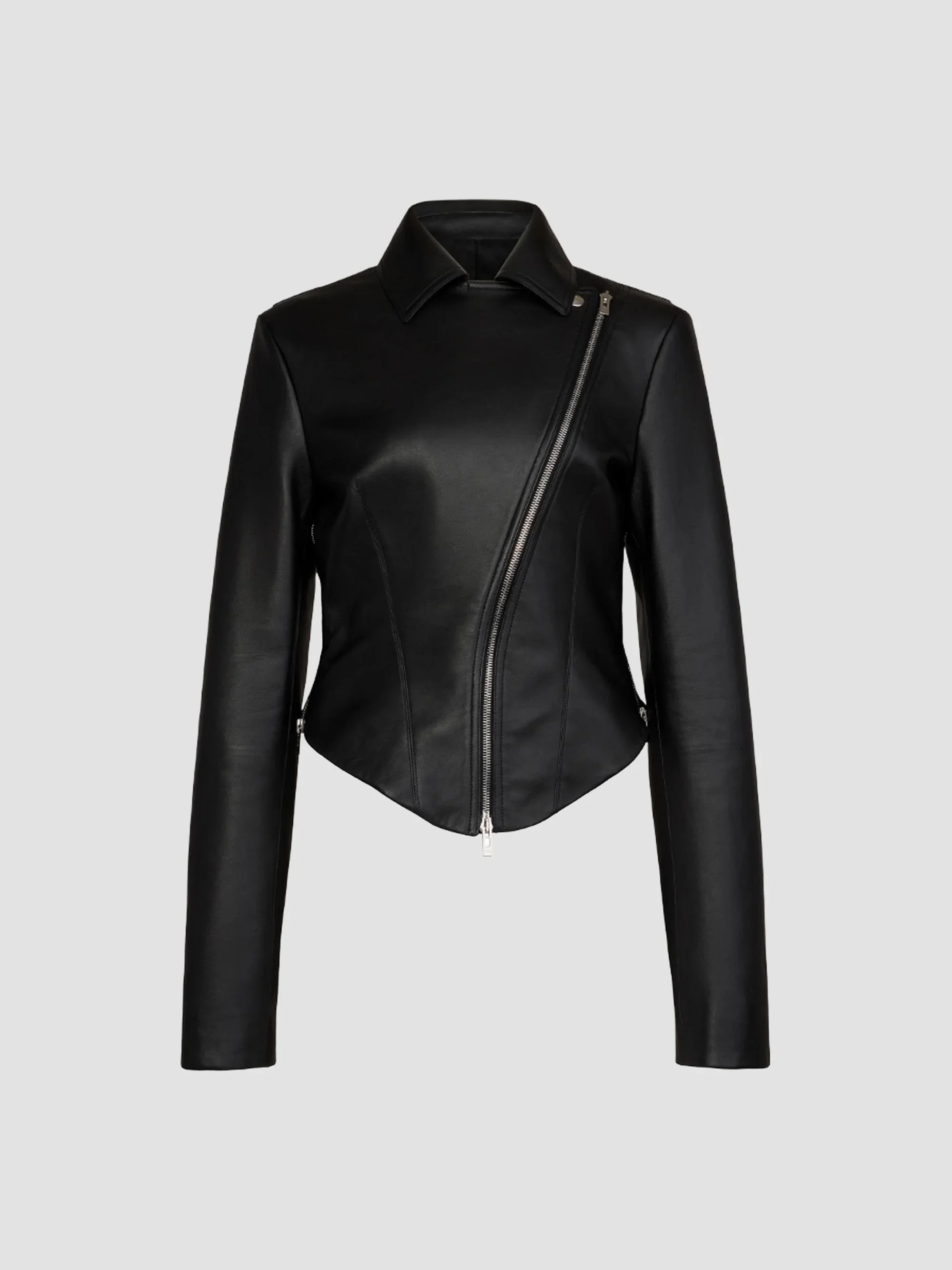 Women's Soft Leather Biker Jacket - Noir Alaia - 1
