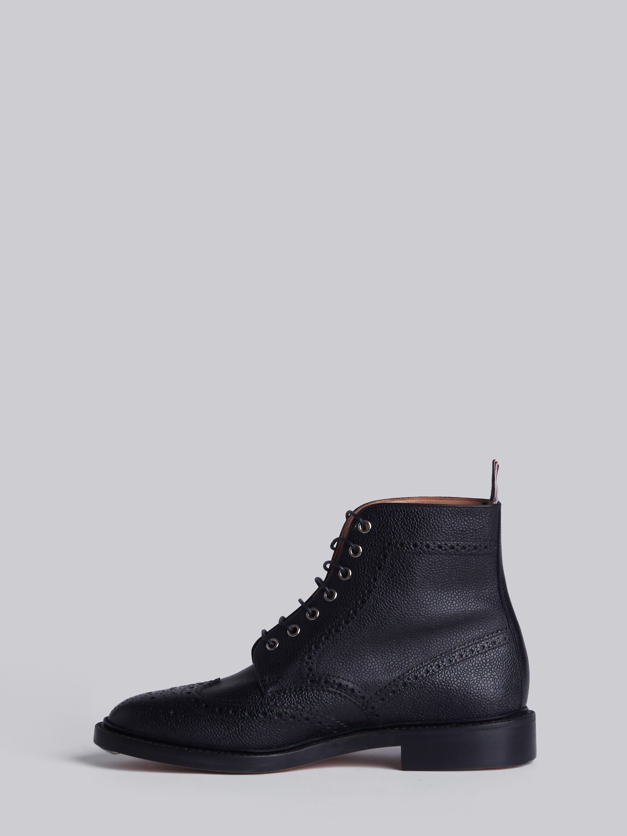 Black Pebble Grain Wingtip Boot - 3