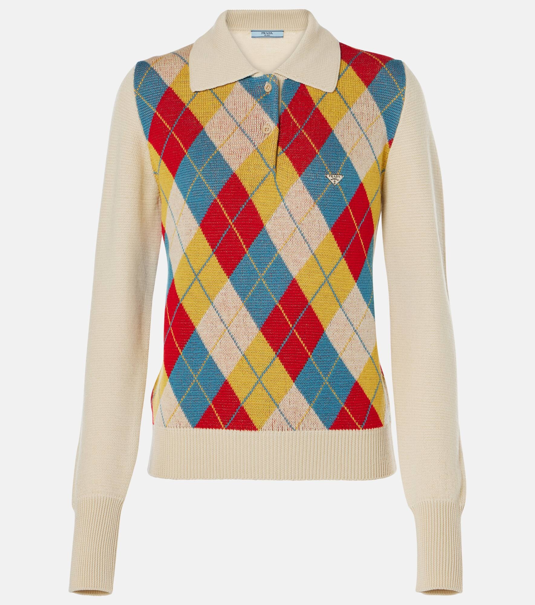 Argyle intarsia wool polo sweater - 1