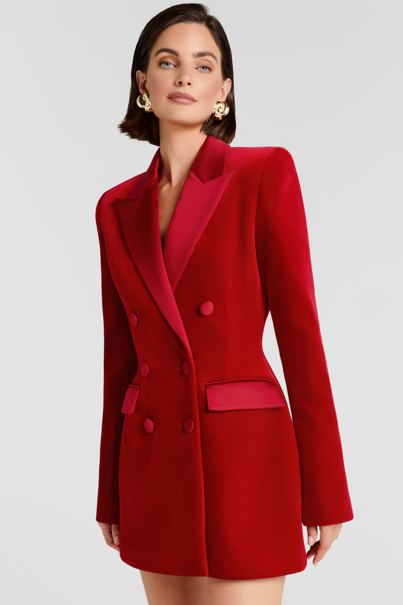 NADINE MERABI Monica Red Velvet Blazer Dress outlook