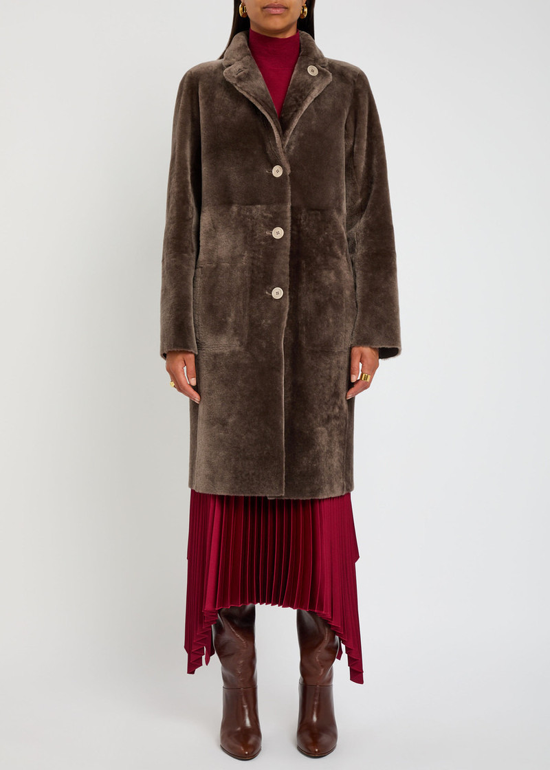 JOSEPH Joseph Britanny Reversible Leather and Shearling Coat outlook
