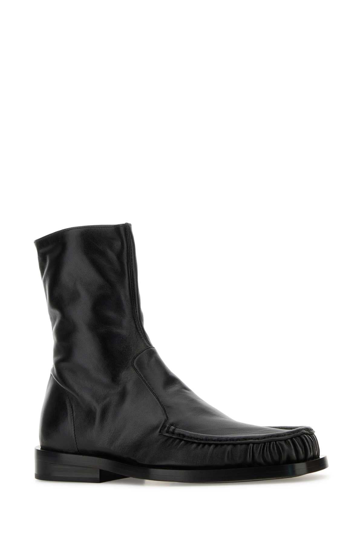 Jil Sander Men Black Leather Ankle Boots - 2