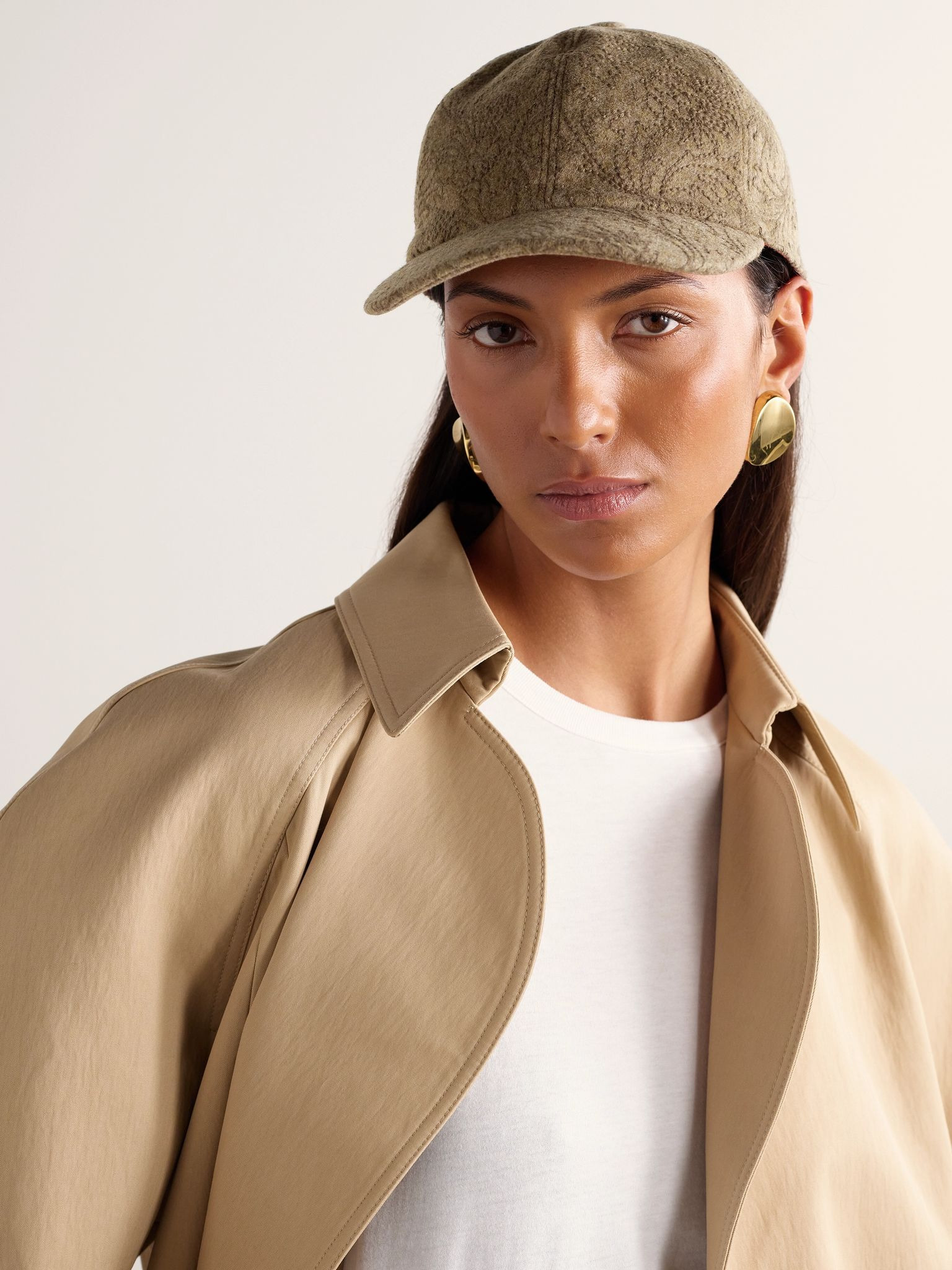 Embroidered cashmere-felt baseball cap Brown - 2