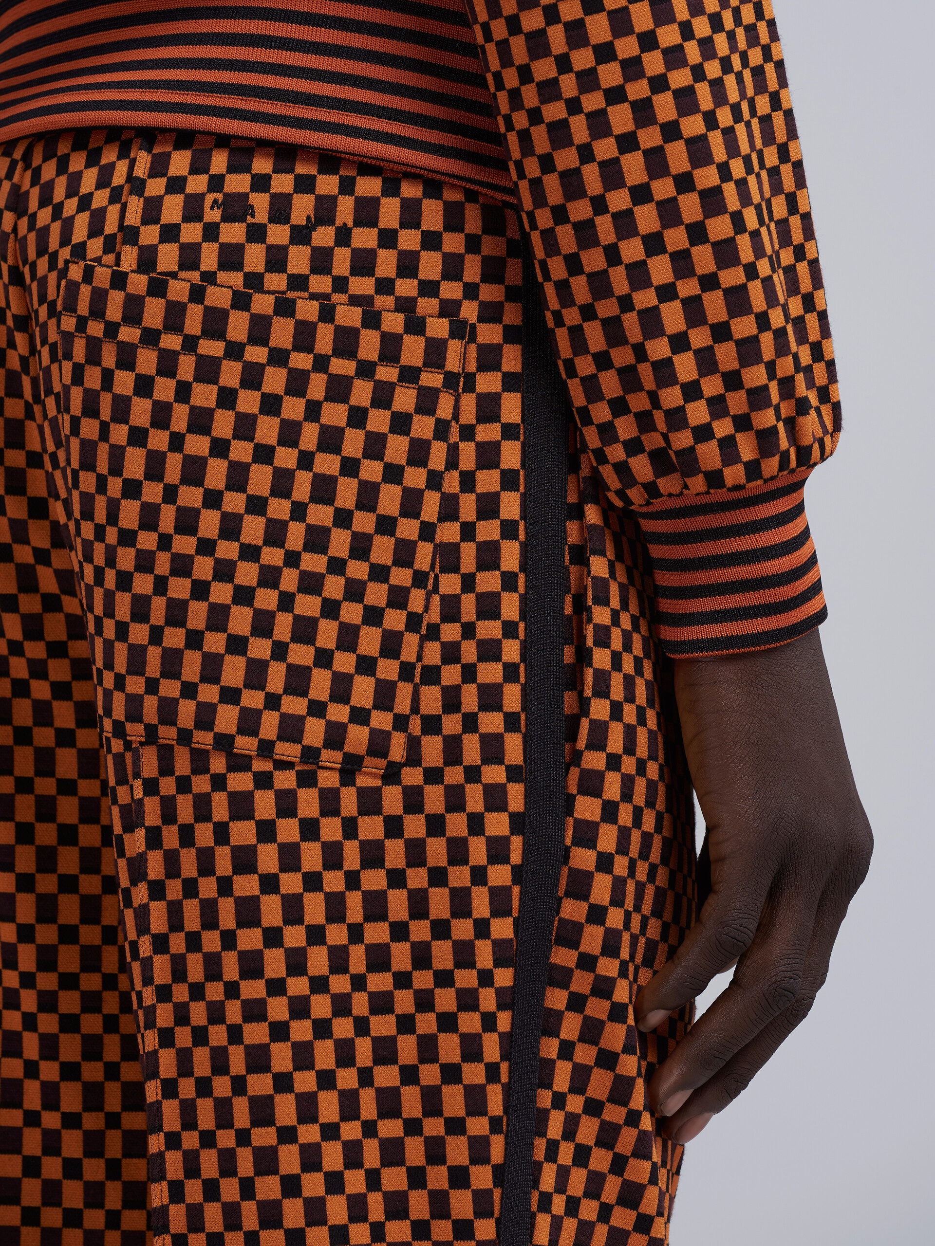 CHECK JACQUARD JERSEY TRACK TROUSERS - 4