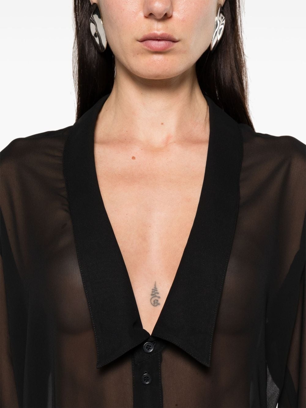 extra-long sleeves sheer shirt - 5