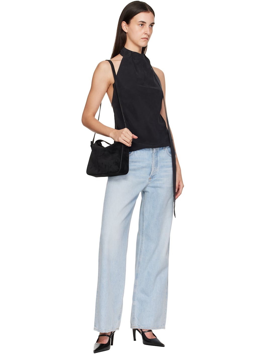 Black Soft Baguette Crossbody Bag - 4
