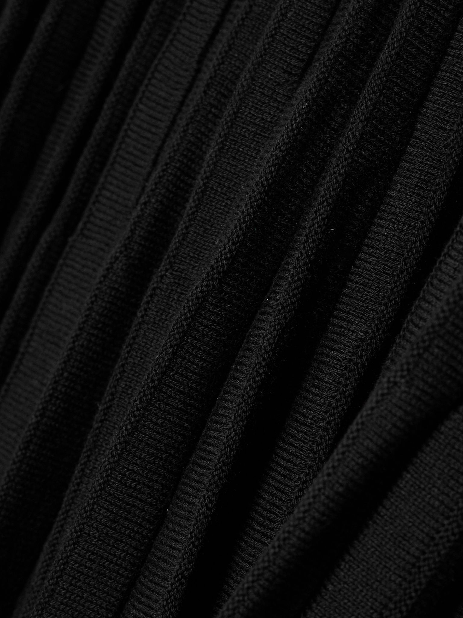 Pleated ribbed cotton mini dress Black - 4