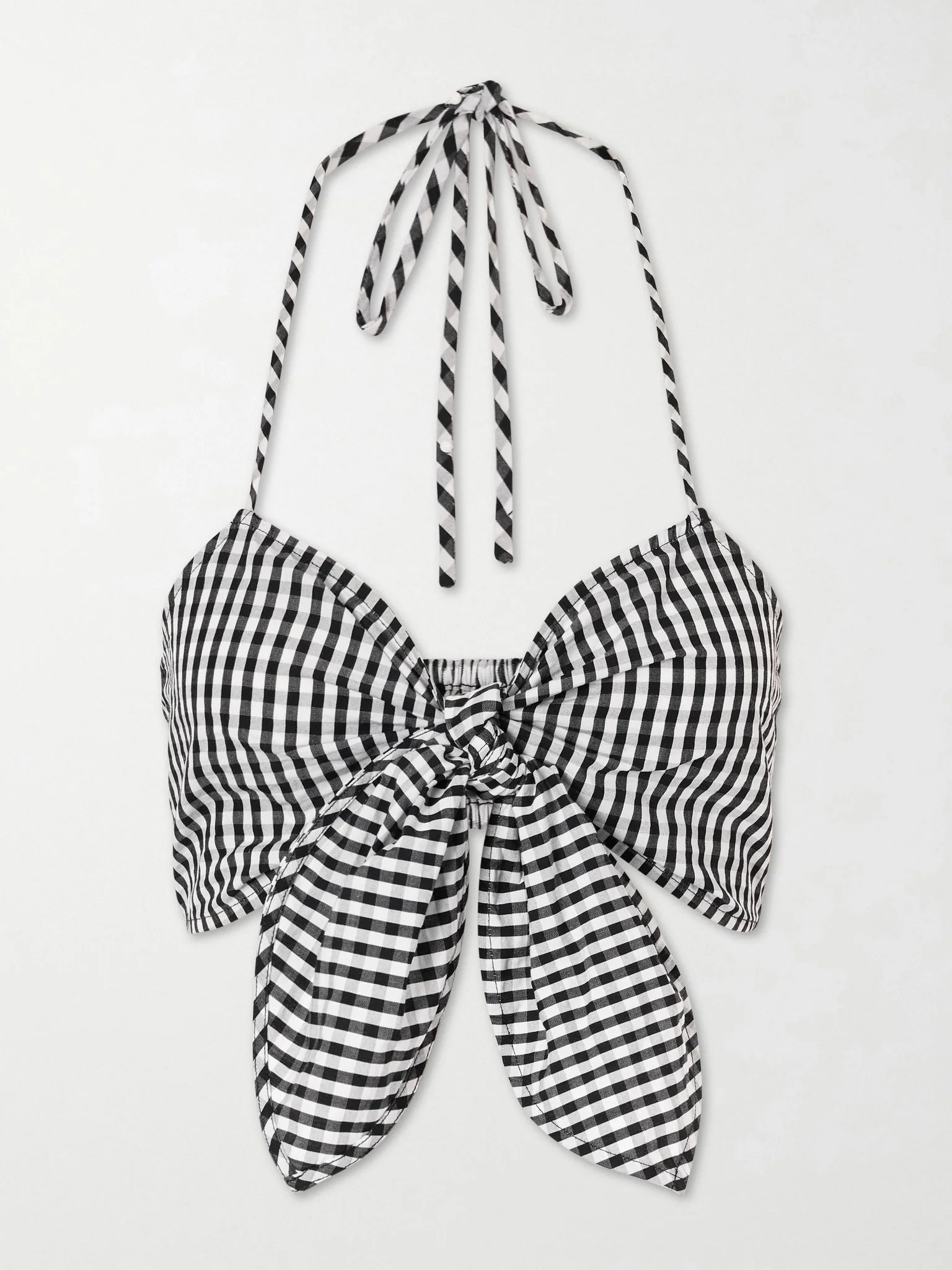 Onda knotted checked cotton top Black - 1