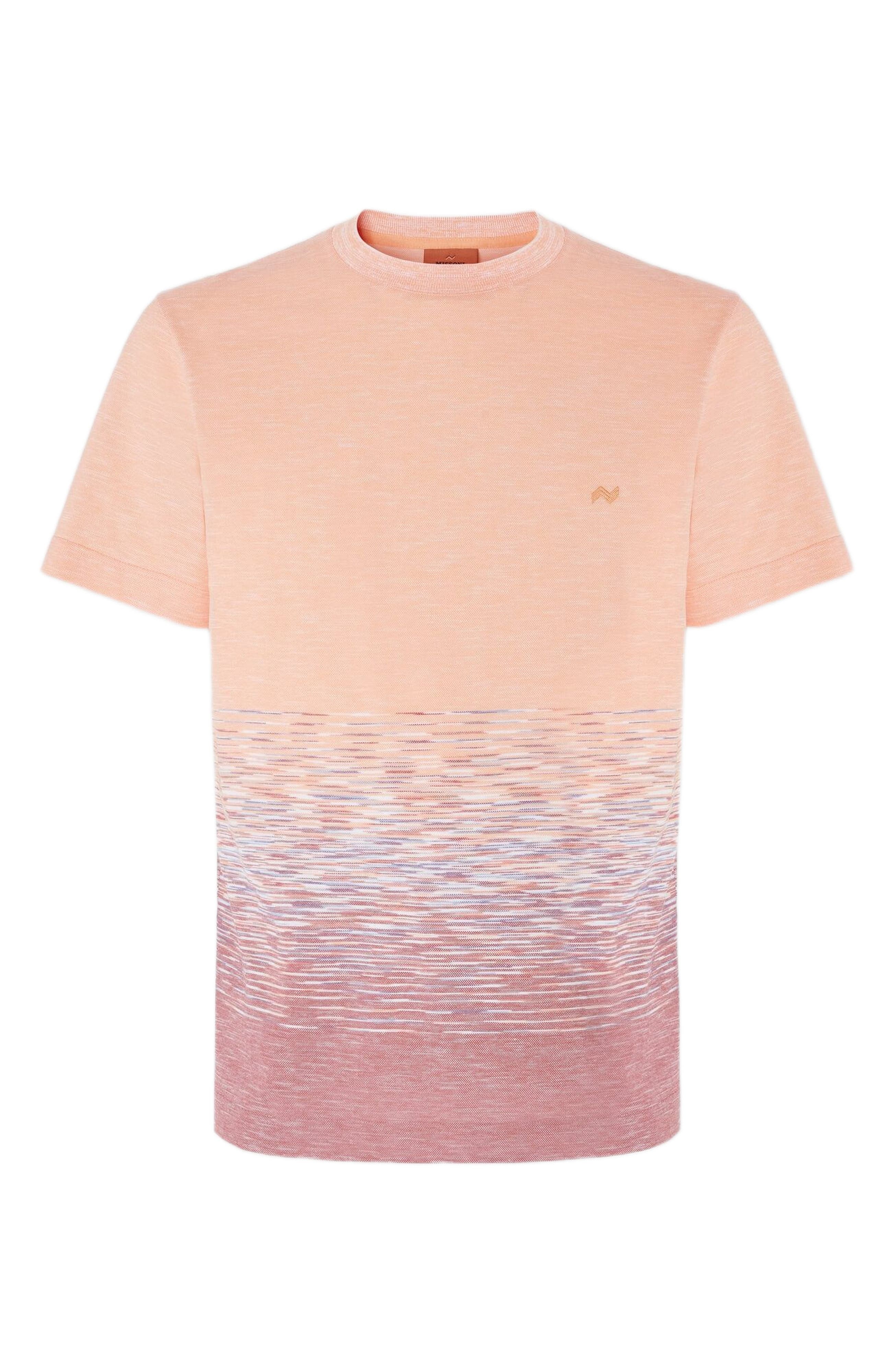Missoni Crewneck T-shirt In Slub Cotton And Linen With Zigzag Embroidery in Orange & Red at Nordstro - 2