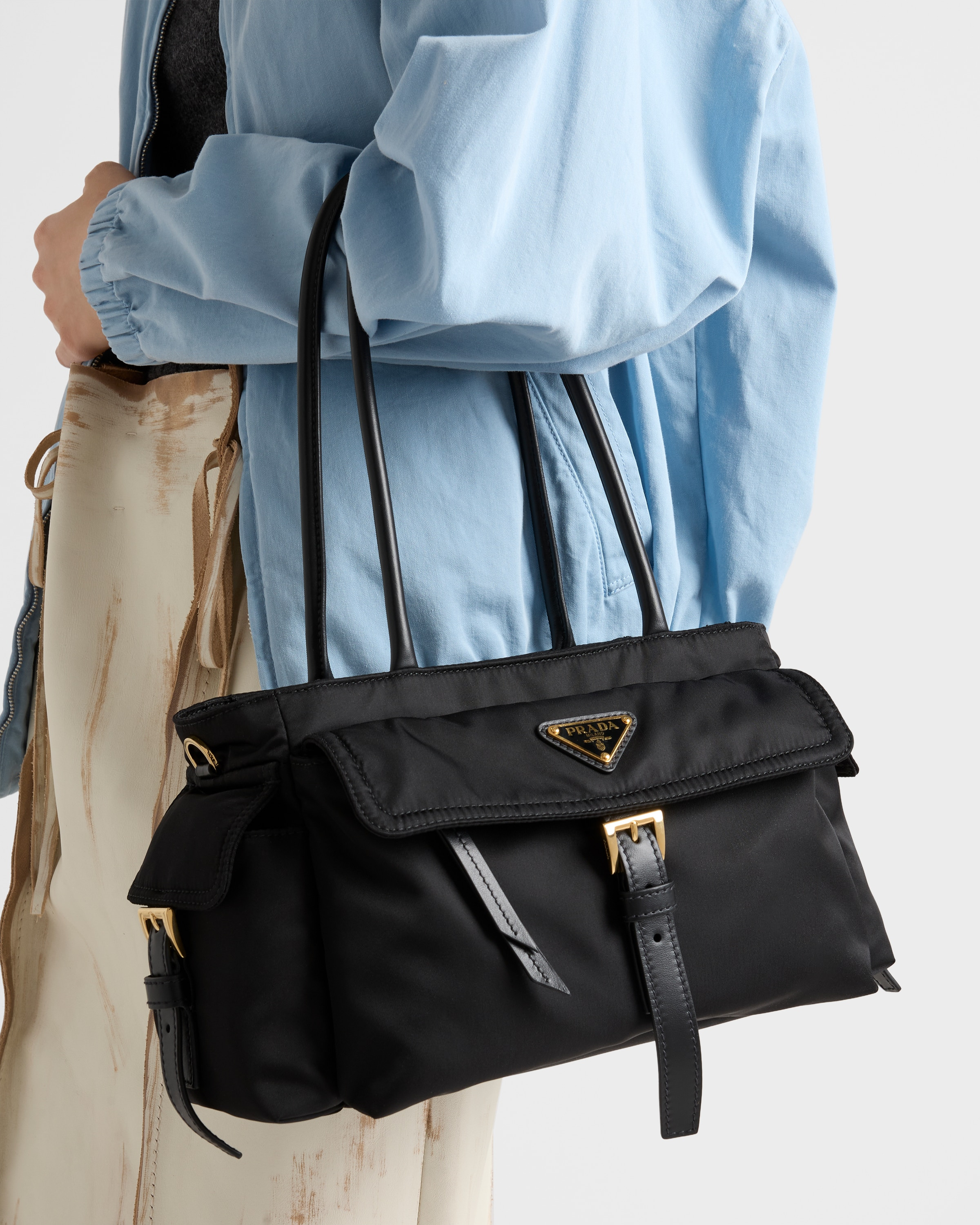Prada Explore medium Re-Nylon and leather tote bag - 7
