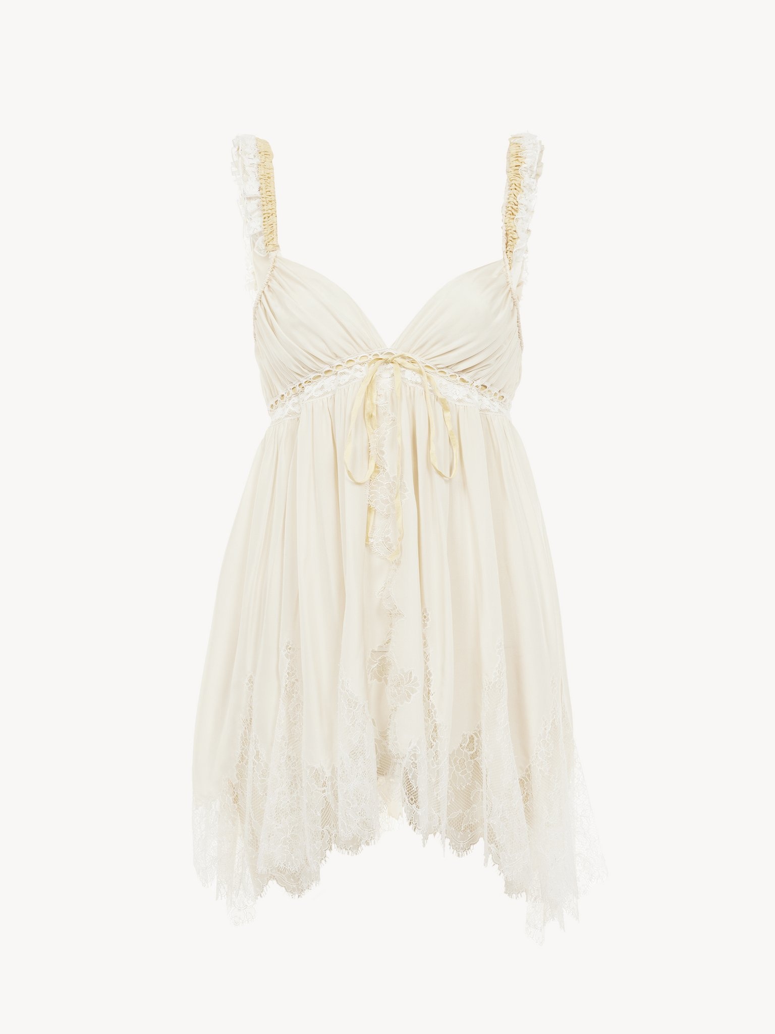 SLEEVELESS TOP IN WASHED SILK PONGÉ & LACE - 2