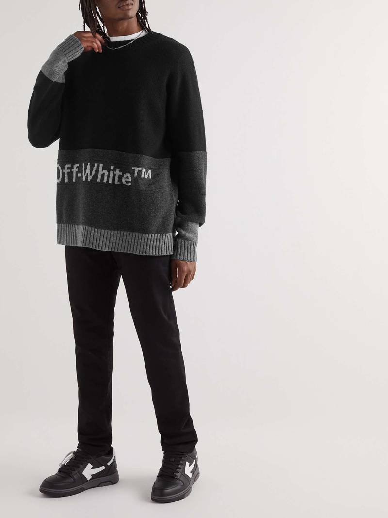 Off-White Logo-Intarsia Colour-Block Wool Sweater outlook