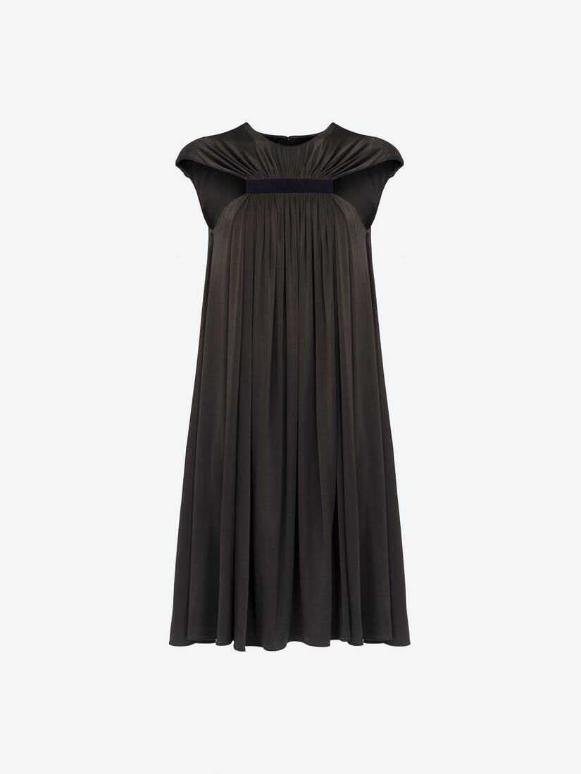 Women's Gathered Cape Mini Dress in Ebony - 2