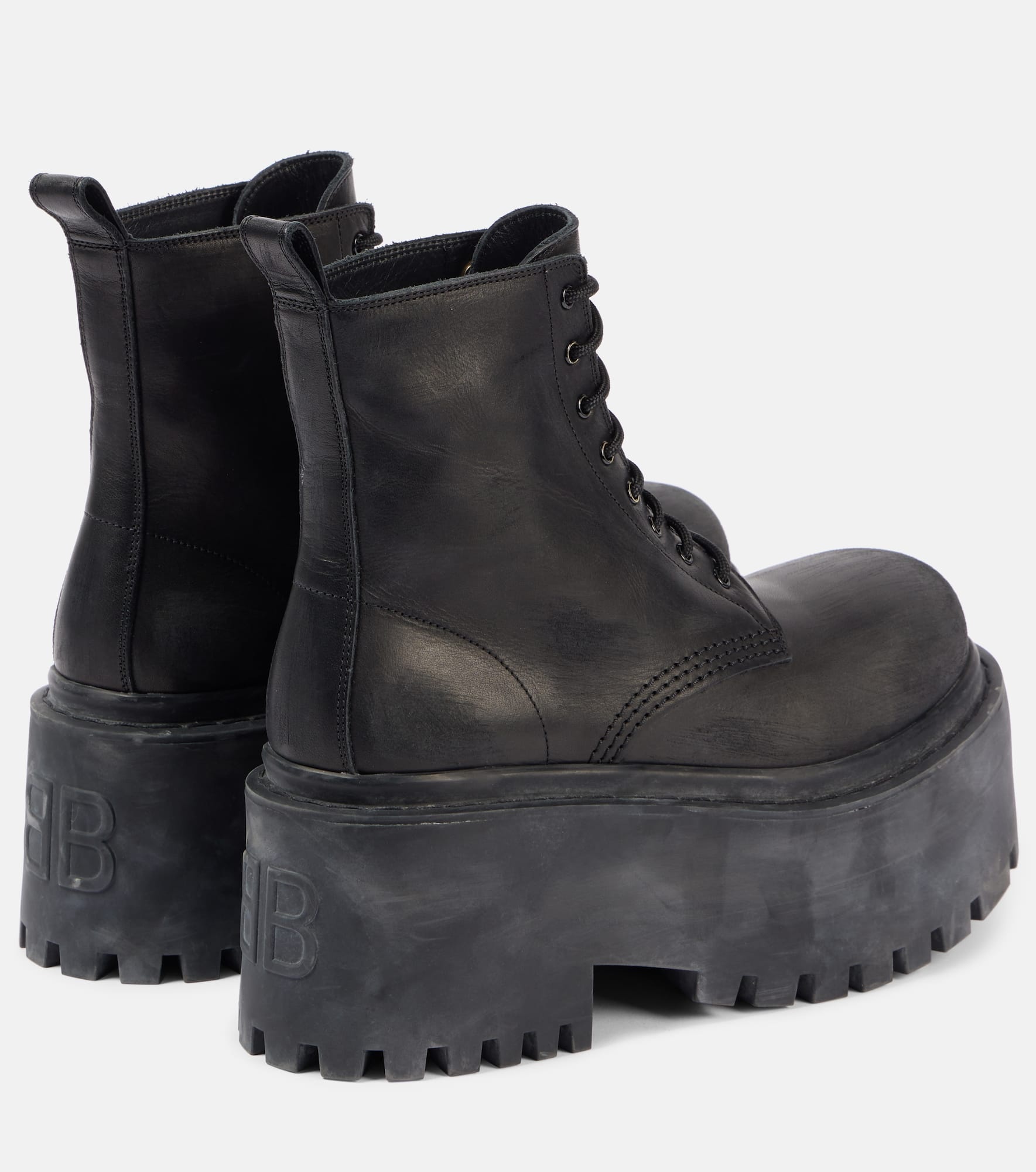 Strike leather platform combat boots - 2