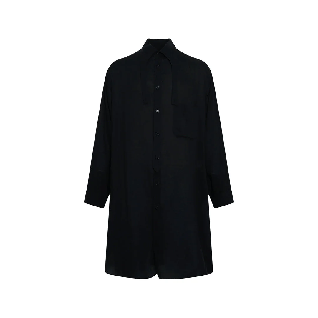 Collar Tab Long Blouse - 1