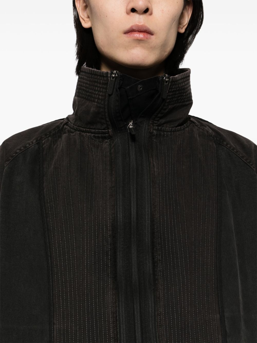 convertible patchwork coat - 5