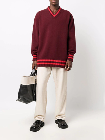 Maison Margiela striped-trim wool jumper outlook