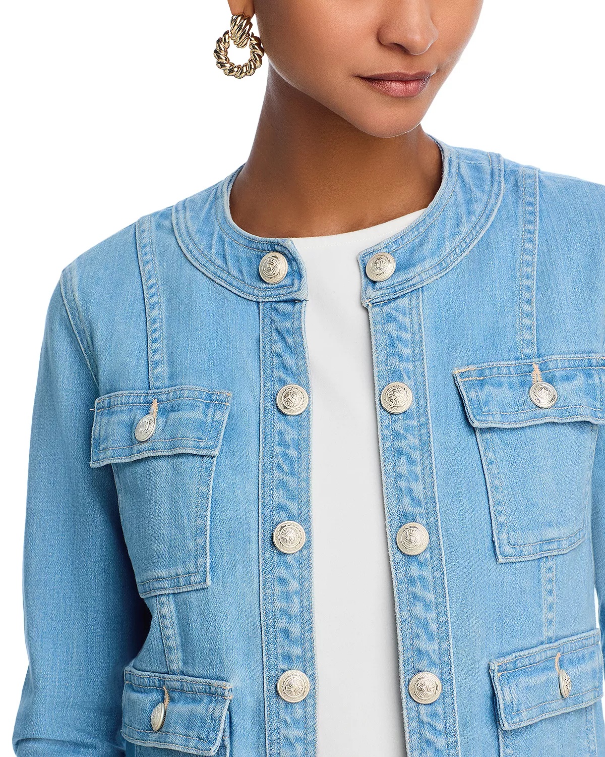 Yari Collarless Denim Jacket - 6