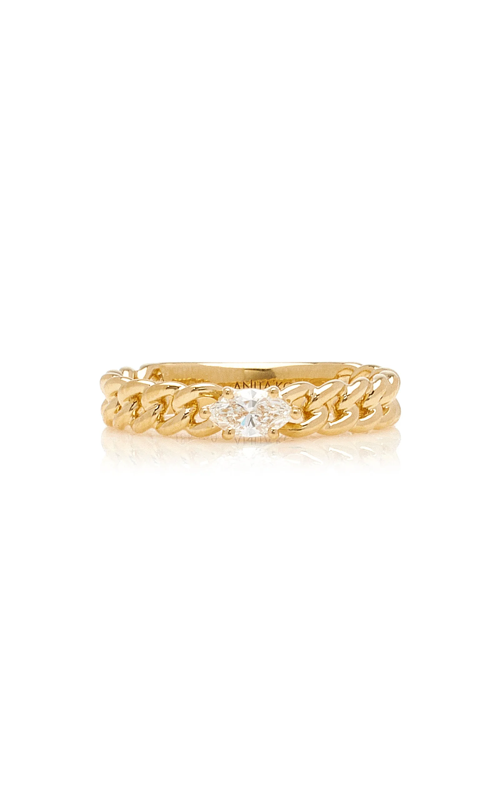18K Yellow Gold Diamond Chain Link Ring gold - 1