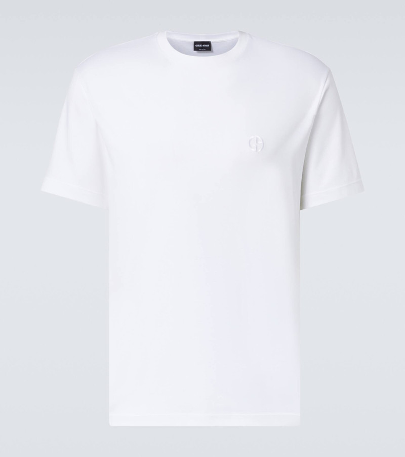 Logo embroidered cotton jersey T-shirt - 1