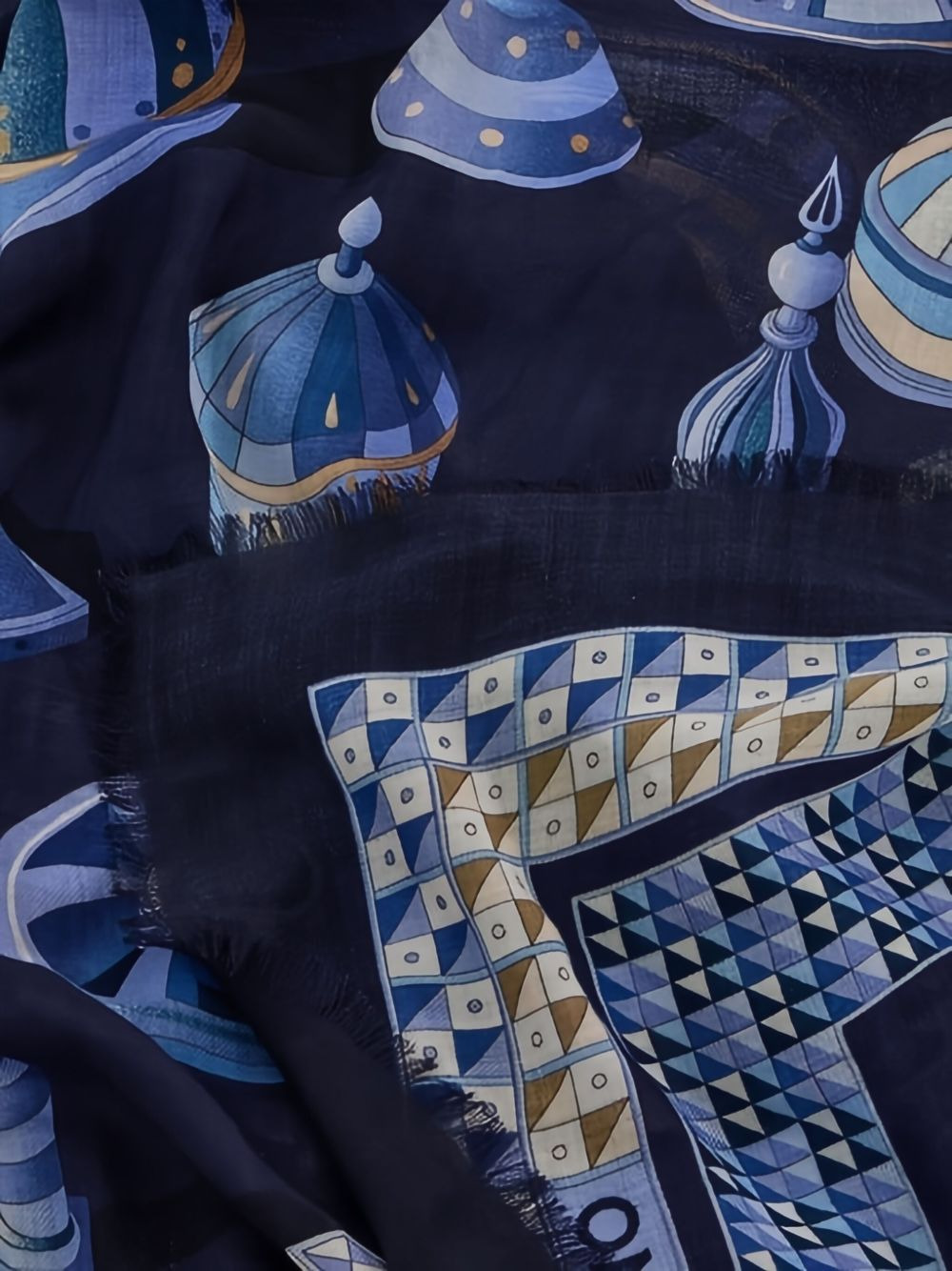 geometrical renaissance print-cashmere shawl - 3