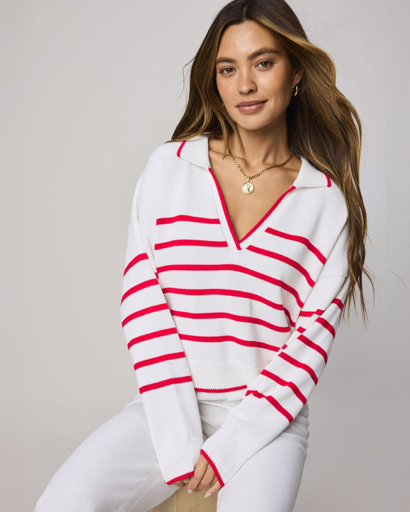 Splendid Arden Striped Polo Sweater outlook