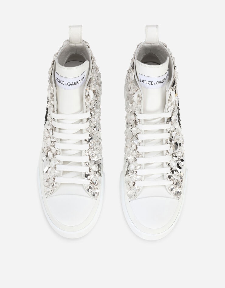 Calfskin nappa Portofino Light mid-top sneakers with all-over embroidery - 4