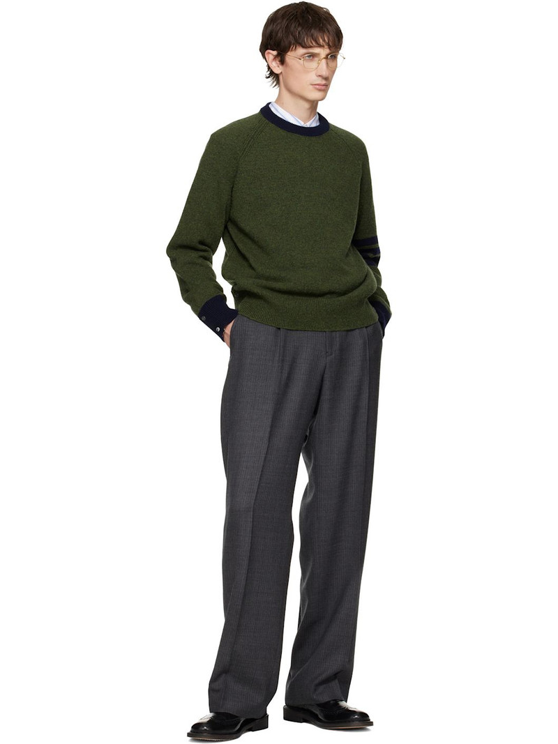 Thom Browne Green Jersey Stitch Raglan Sleeve Sweater outlook