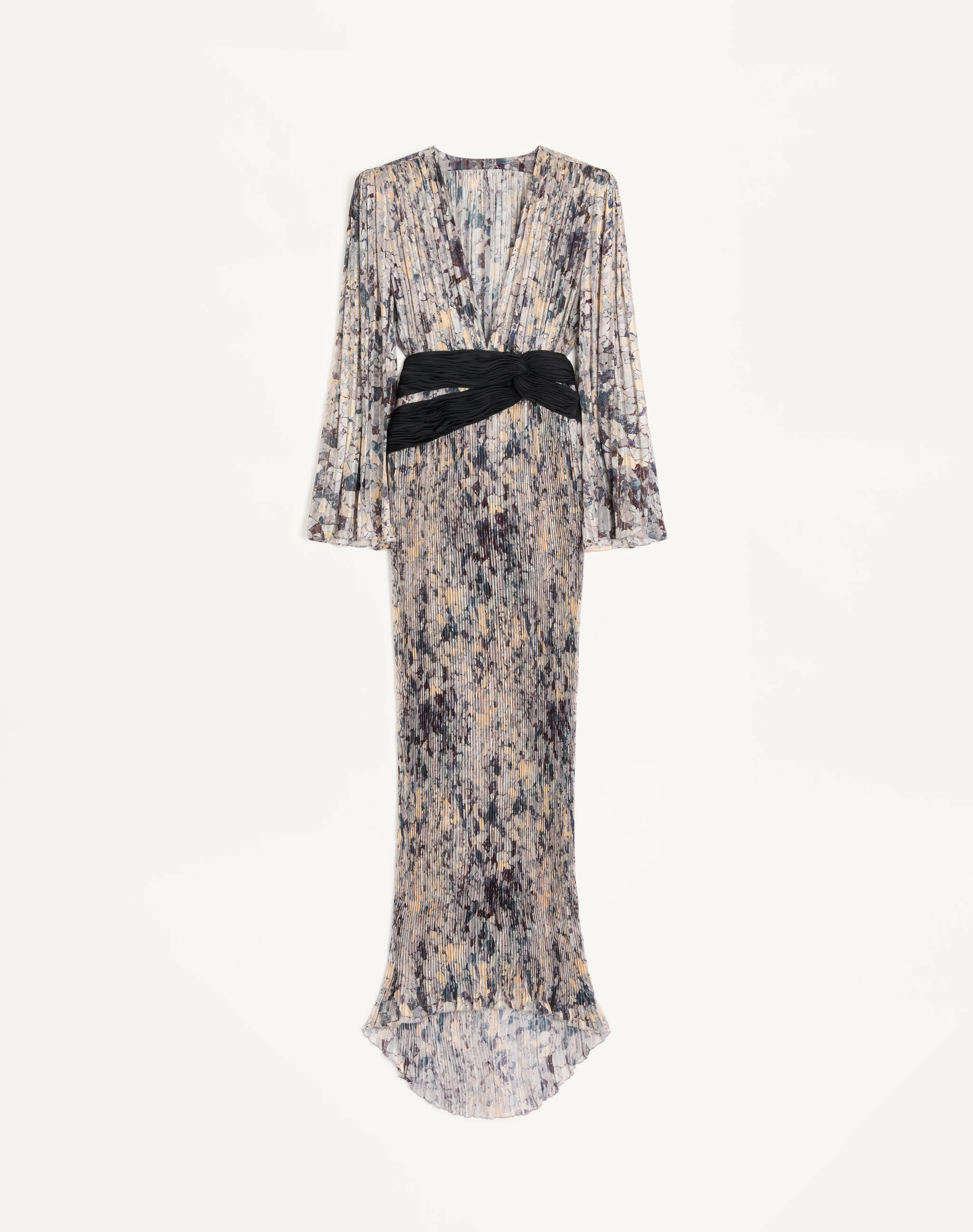 LONG DRESS IN PEKIN LUREX URBS MOSAÏQUE WITH PLEATS - 1