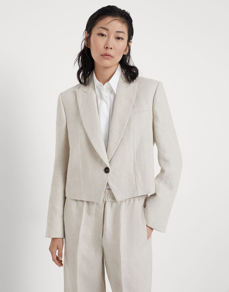 Linen chevron 작물 blazer 와 monili 1