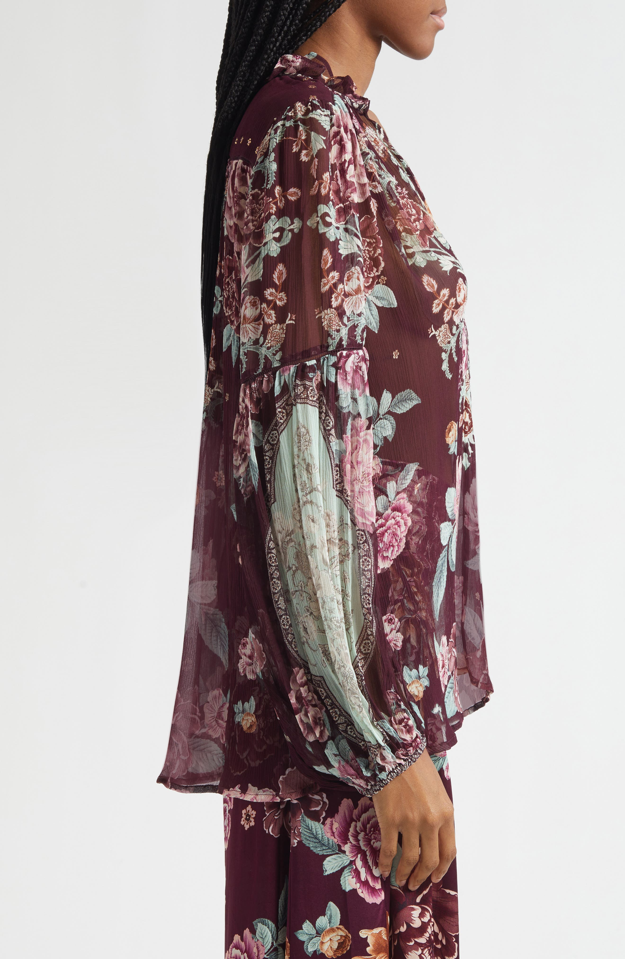 Camilla If These Tiles Could Talk Silk Peasant Top at Nordstrom - 4