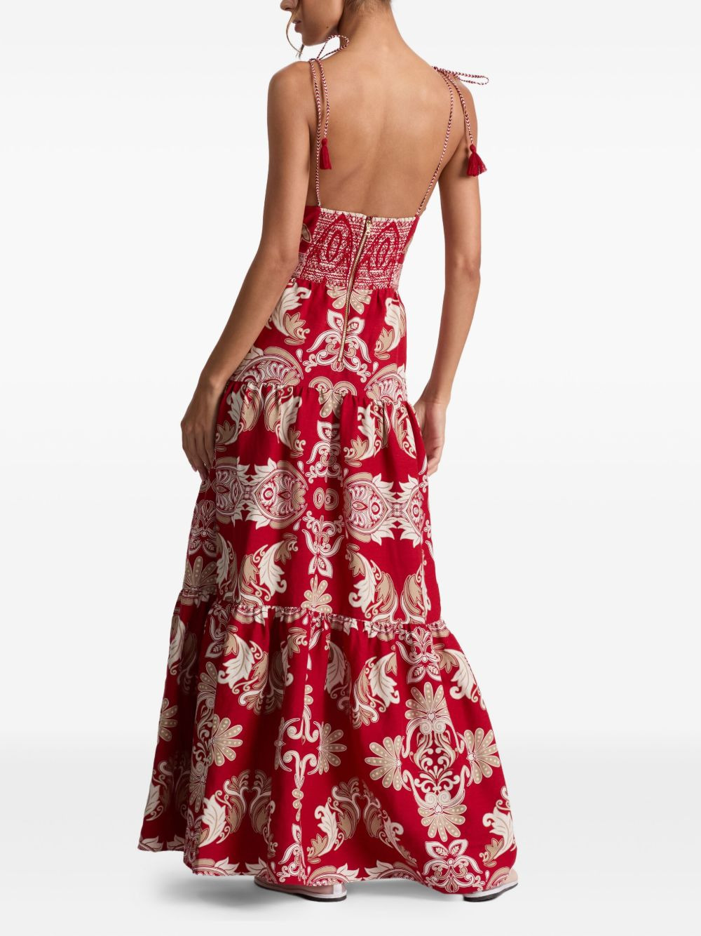 tassel-details paisley-print maxi day dress - 4