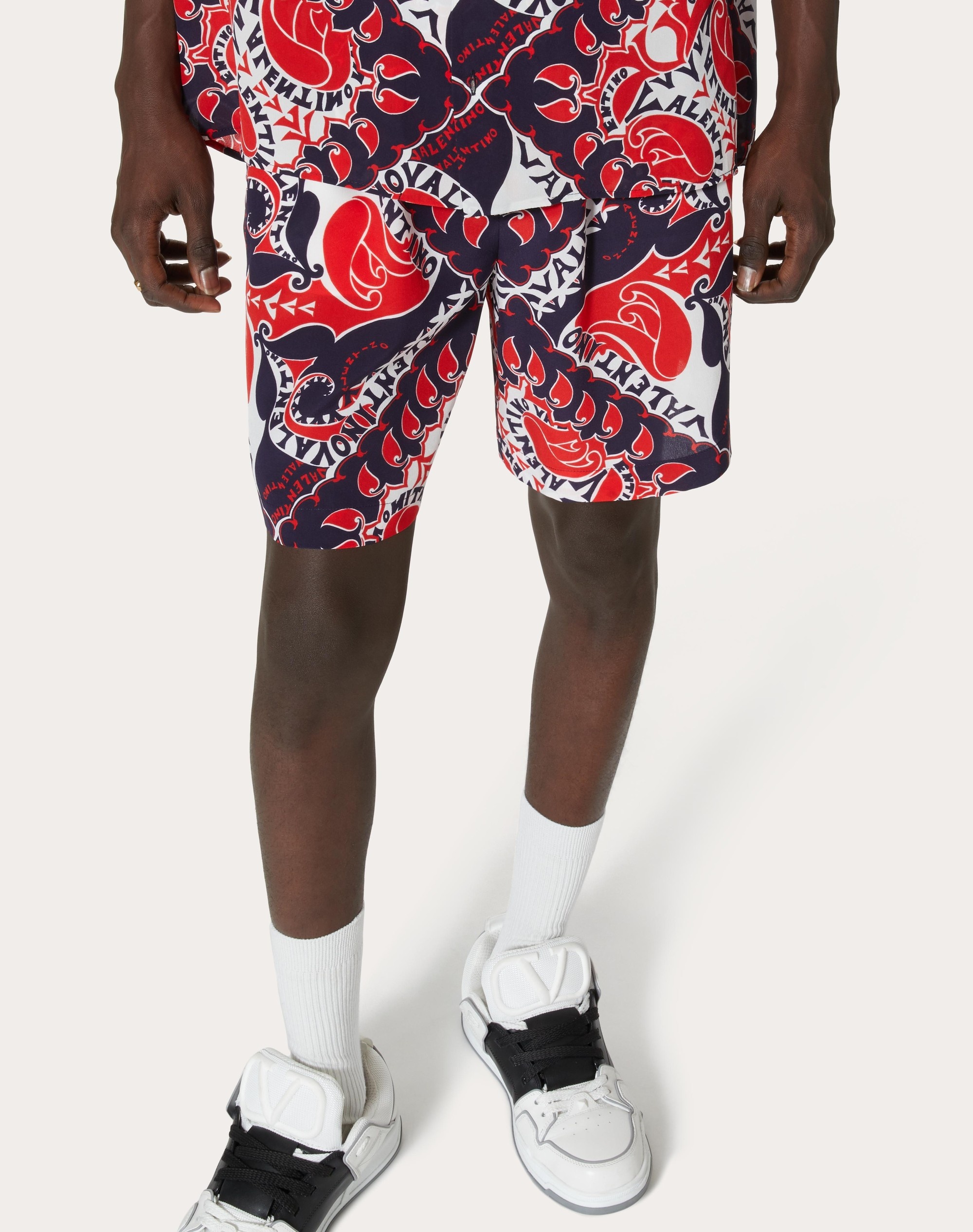 ARCHIVE MANIFESTO BANDANA PRINT SILK BERMUDA SHORTS - 5