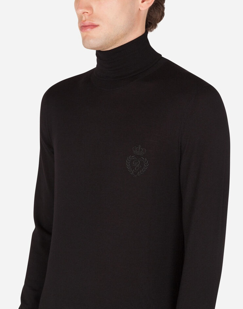 Wool turtle-neck sweater with DG embroidery 3