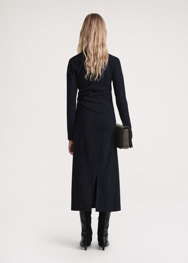 Twisted flannel dress navy 4